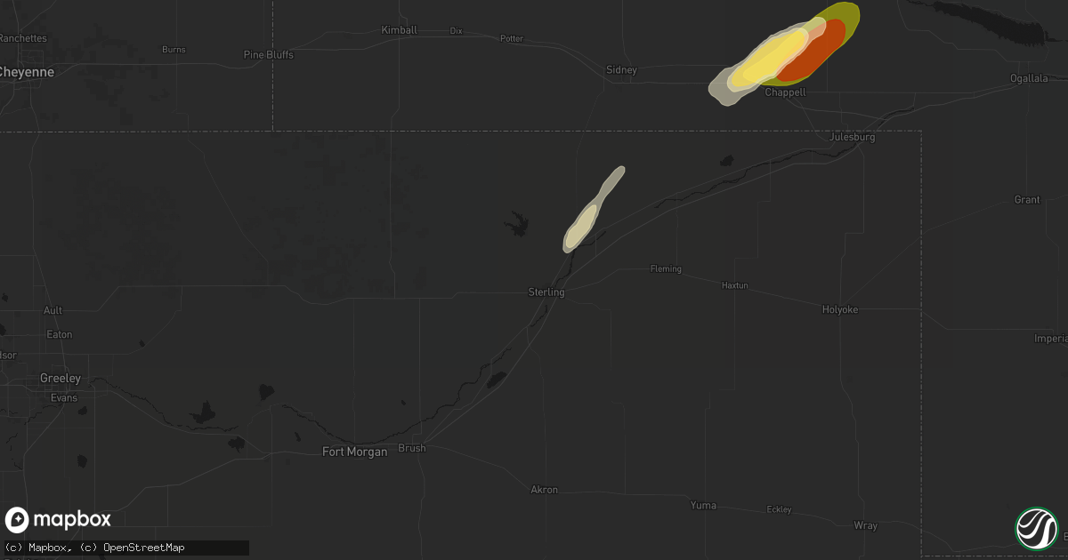 Hail map in Sterling, CO on September 17, 2026