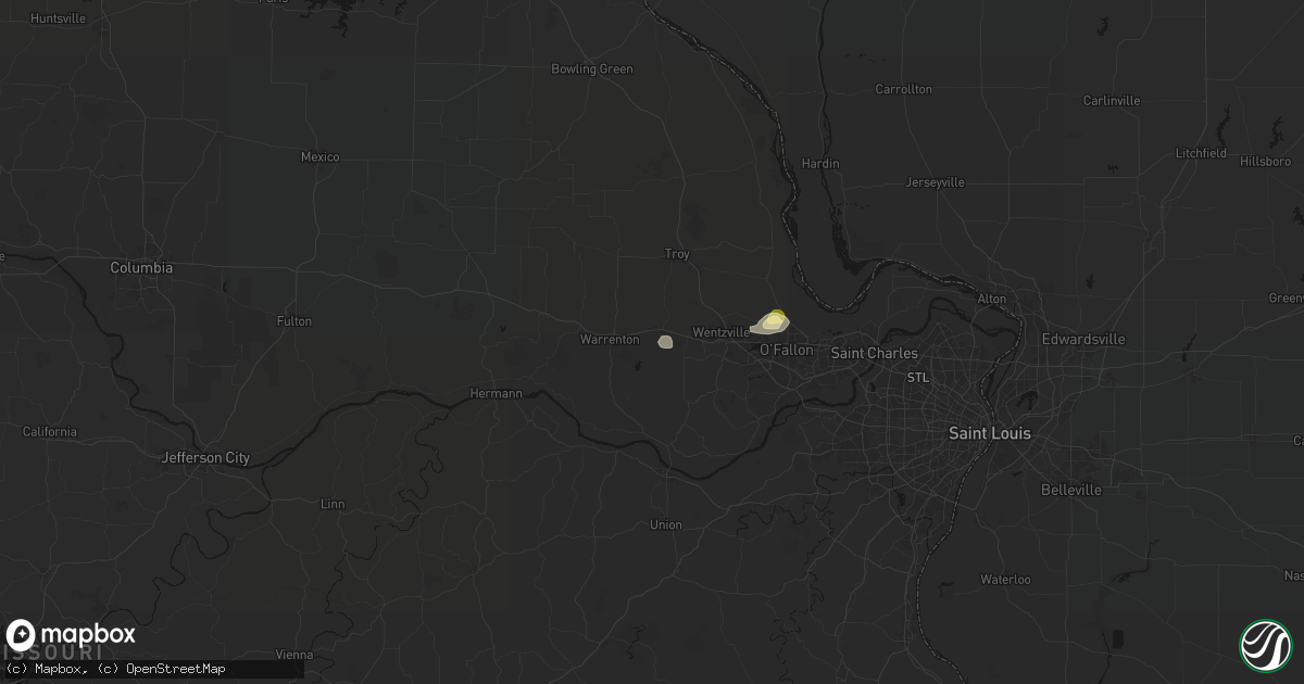 Hail map in Wright City, MO on September 17, 2026