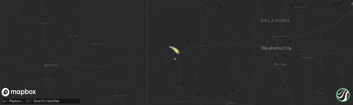 Hail map in Elk City, OK on September 18, 2015