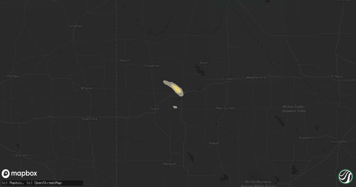 Hail map in Elk City, OK on September 18, 2015