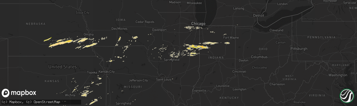 Hail map in Illinois on September 18, 2015