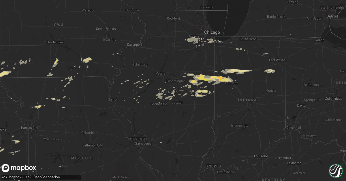 Hail map in Illinois on September 18, 2015