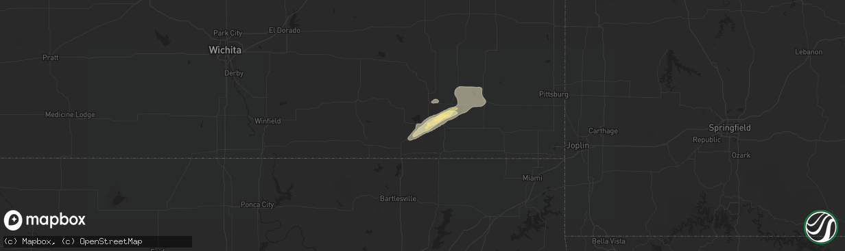 Hail map in Independence, KS on September 18, 2015