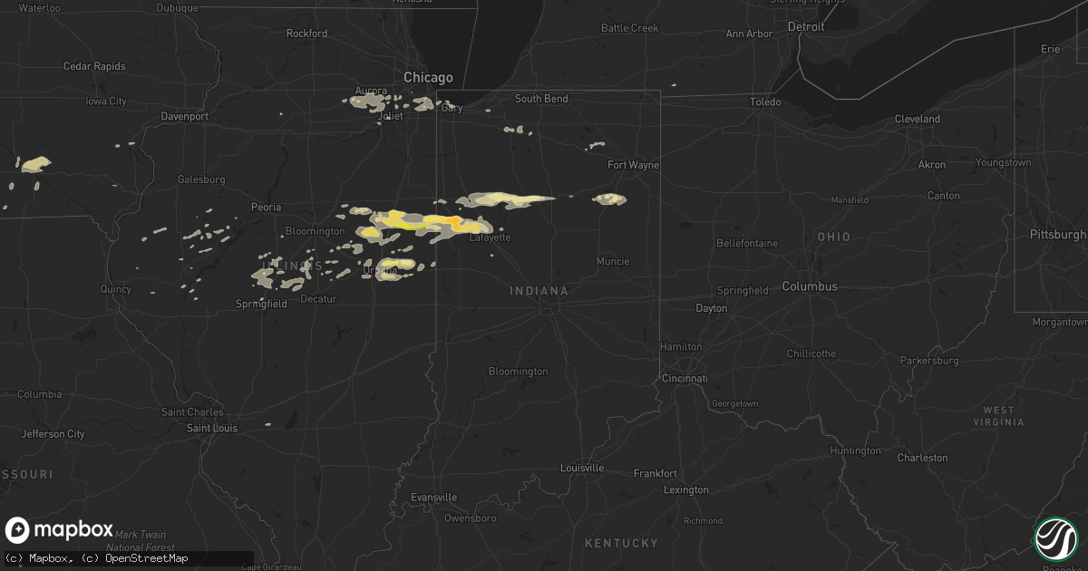 Hail map in Indiana on September 18, 2015