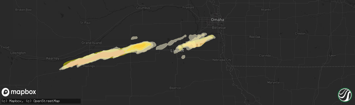 Hail map in Lincoln, NE on September 18, 2015