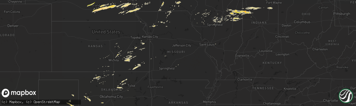 Hail map in Missouri on September 18, 2015