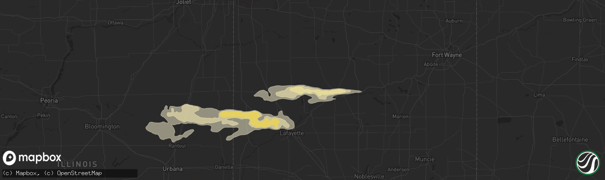 Hail map in Monticello, IN on September 18, 2015