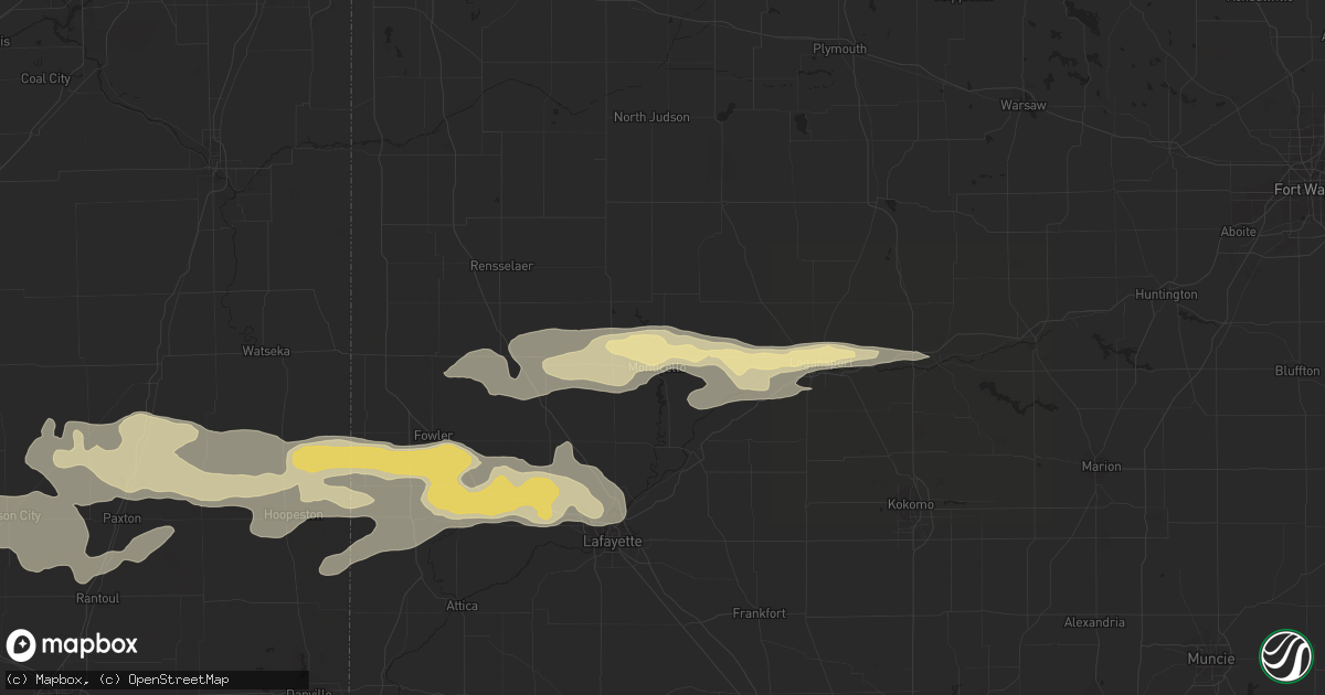 Hail map in Monticello, IN on September 18, 2015