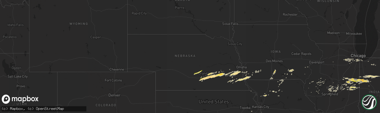 Hail map in Nebraska on September 18, 2015