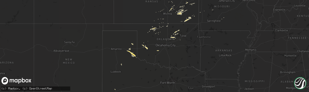 Hail map in Oklahoma on September 18, 2015