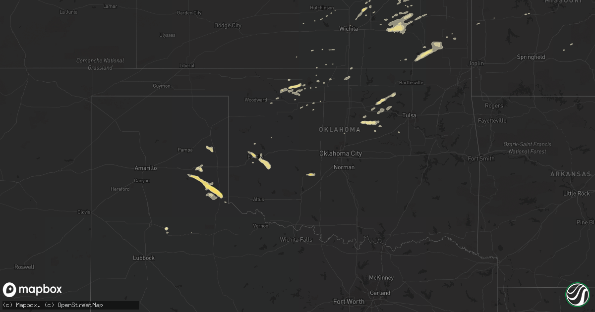 Hail map in Oklahoma on September 18, 2015