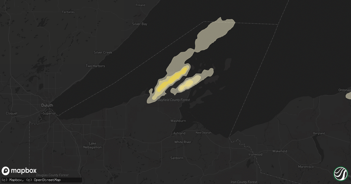 Hail map in Bayfield, WI on September 18, 2016