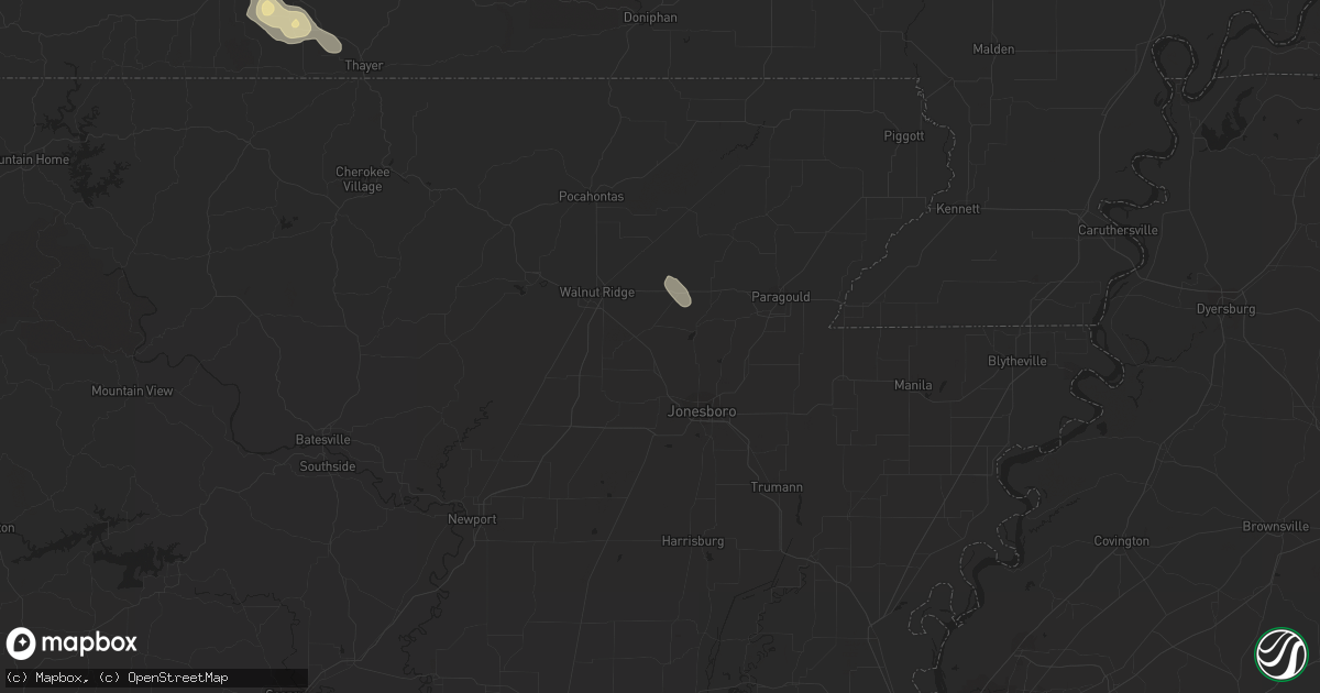 Hail map in Bono, AR on September 18, 2016