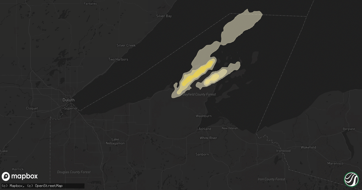 Hail map in Cornucopia, WI on September 18, 2016