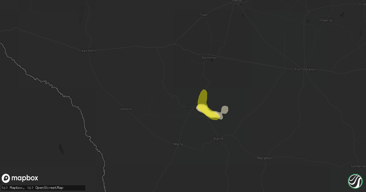 Hail map in Fort Davis, TX on September 18, 2016