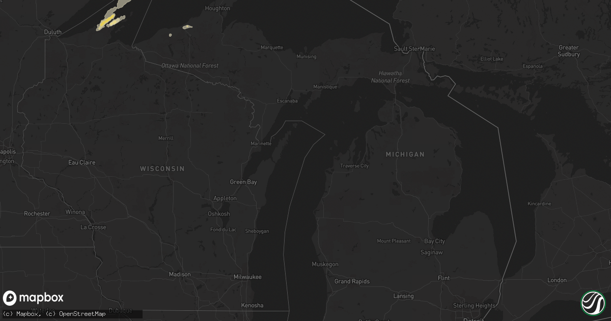 Hail map in Michigan on September 18, 2016