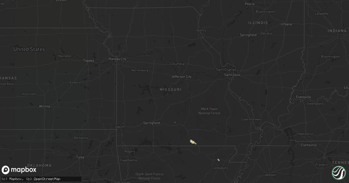 Hail map in Missouri on September 18, 2016