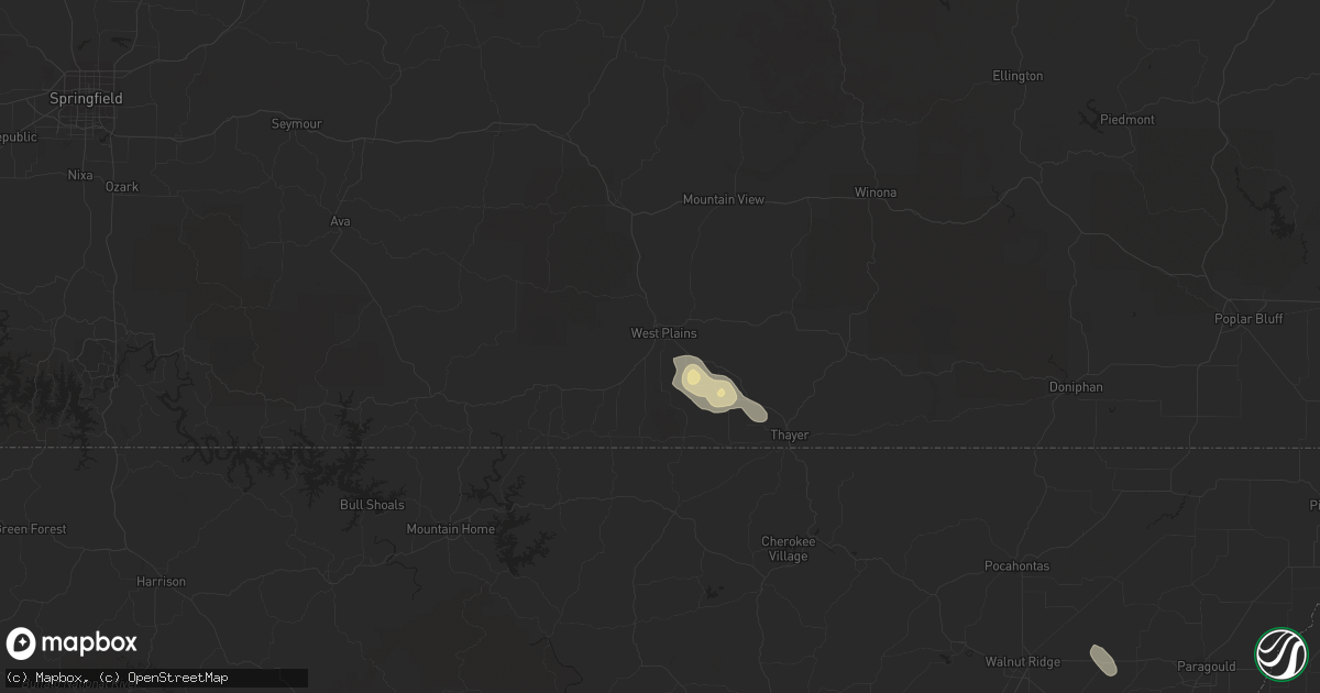 Hail map in West Plains, MO on September 18, 2016
