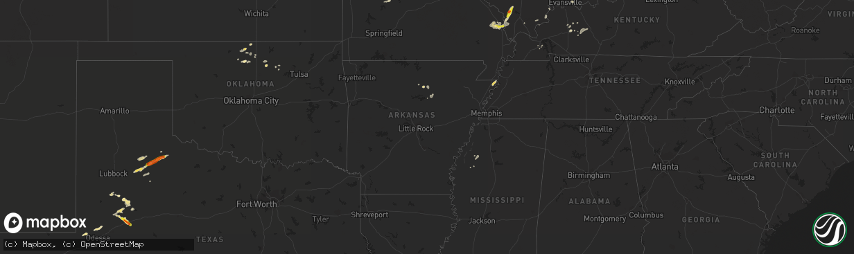 Hail map in Arkansas on September 18, 2017