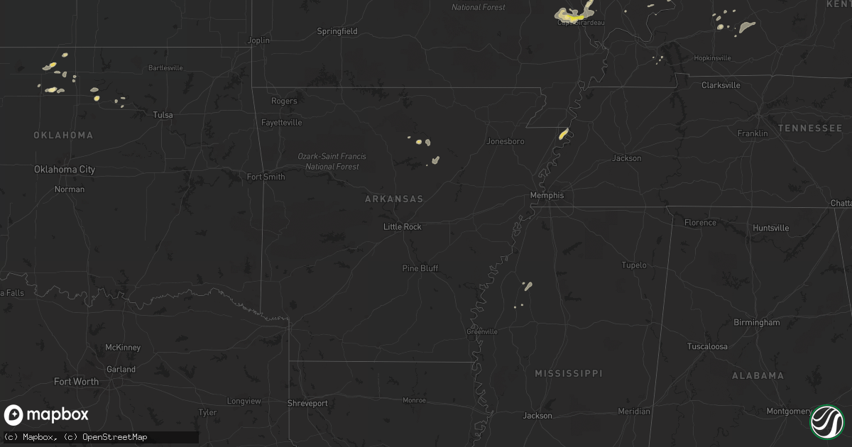 Hail map in Arkansas on September 18, 2017