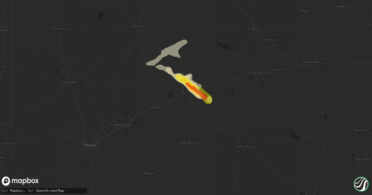 Hail map in Big Spring, TX on September 18, 2017