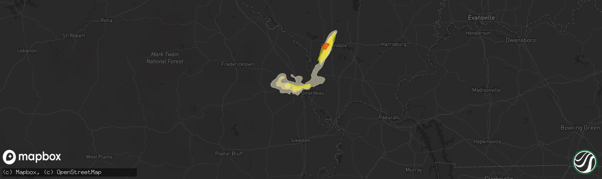 Hail map in Cape Girardeau, MO on September 18, 2017