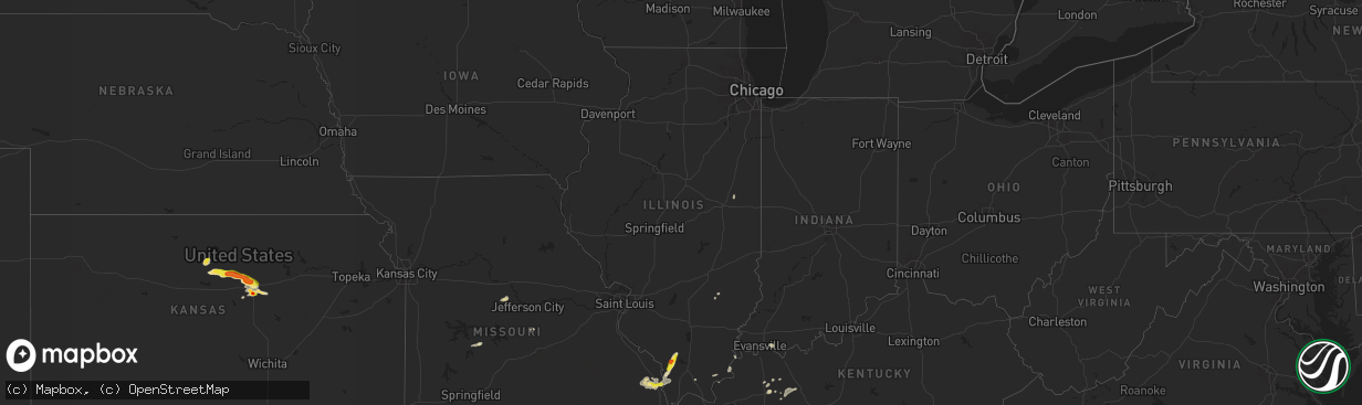 Hail map in Illinois on September 18, 2017