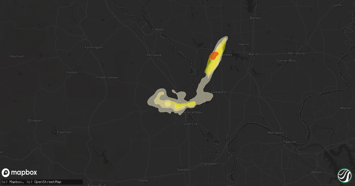 Hail map in Jackson, MO on September 18, 2017