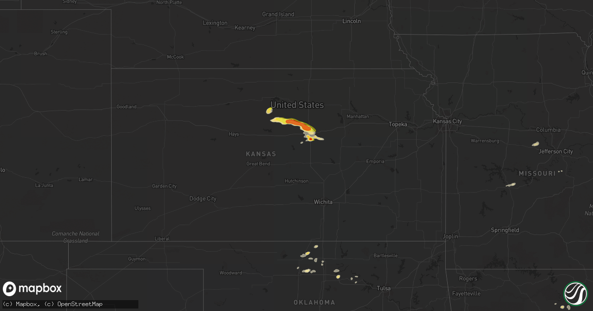 Hail map in Kansas on September 18, 2017