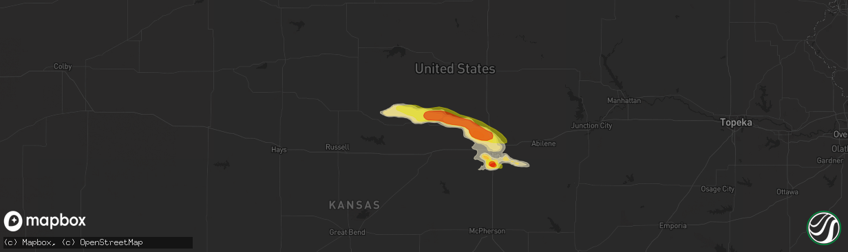 Hail map in Lincoln, KS on September 18, 2017