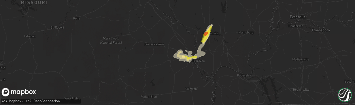 Hail map in Millersville, MO on September 18, 2017