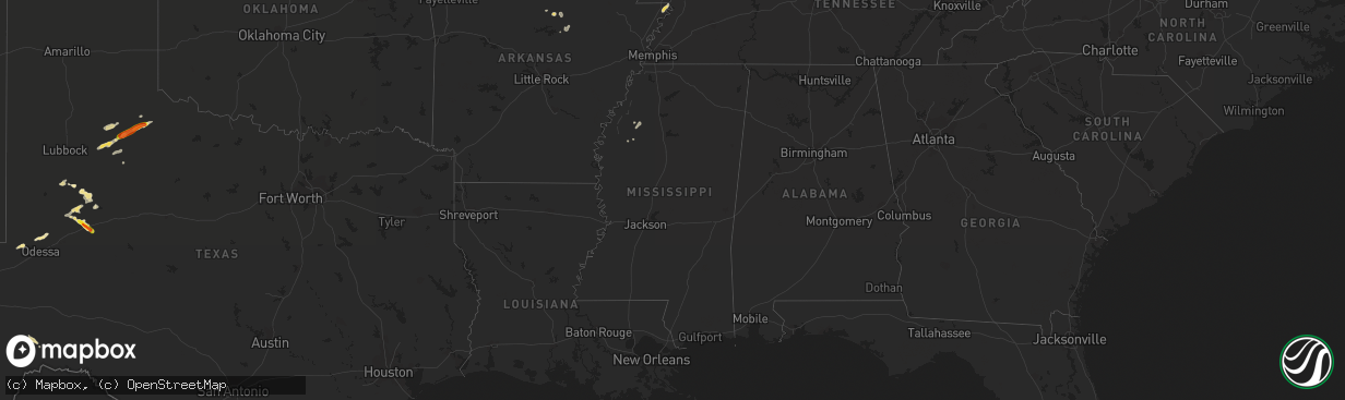 Hail map in Mississippi on September 18, 2017