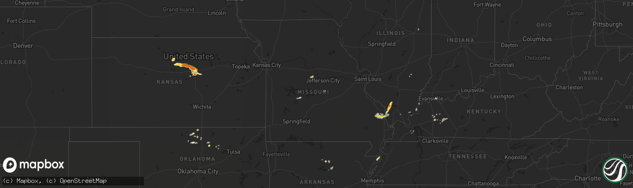 Hail map in Missouri on September 18, 2017