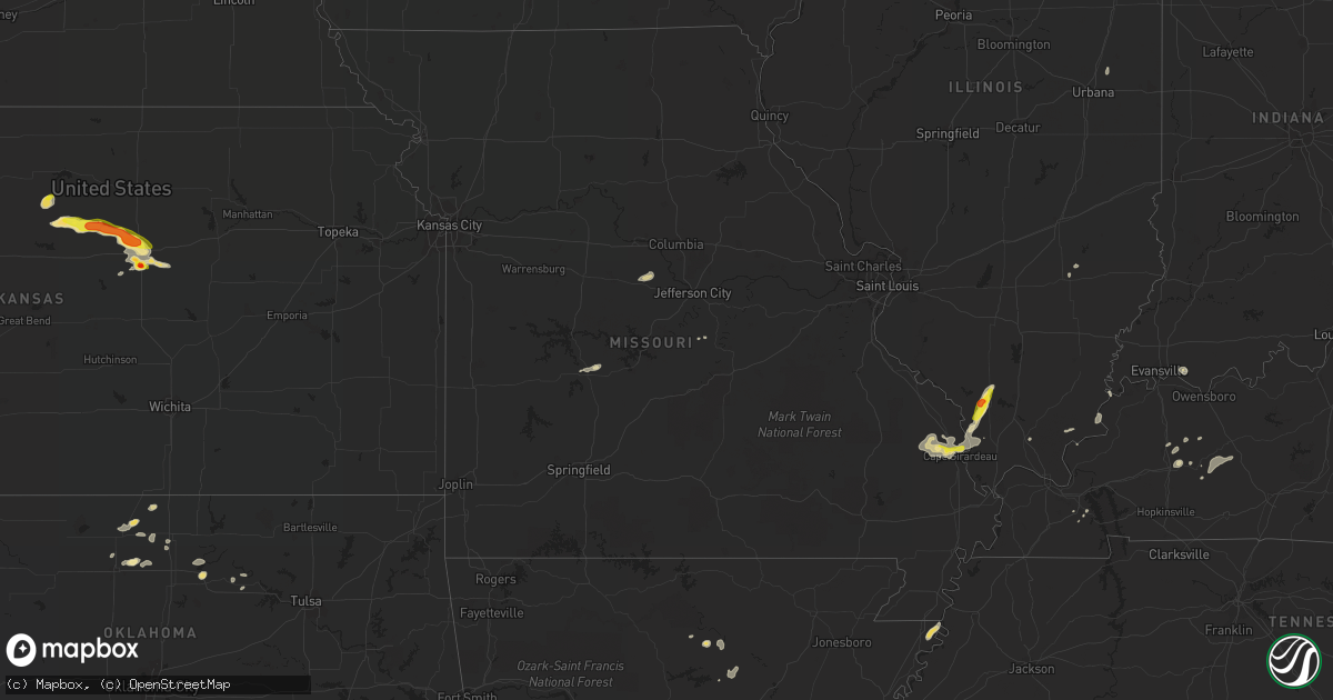 Hail map in Missouri on September 18, 2017
