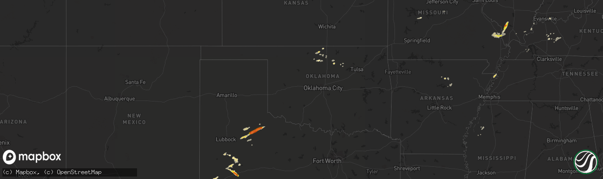 Hail map in Oklahoma on September 18, 2017