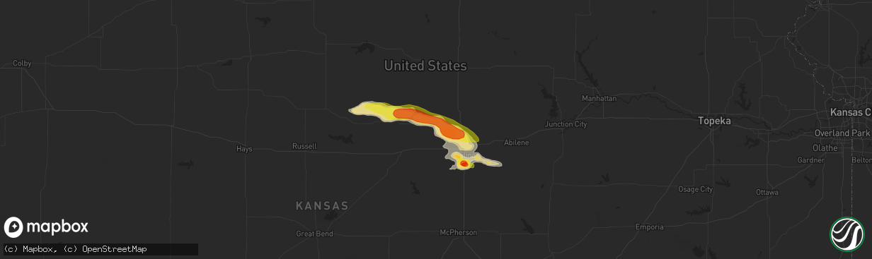 Hail map in Tescott, KS on September 18, 2017