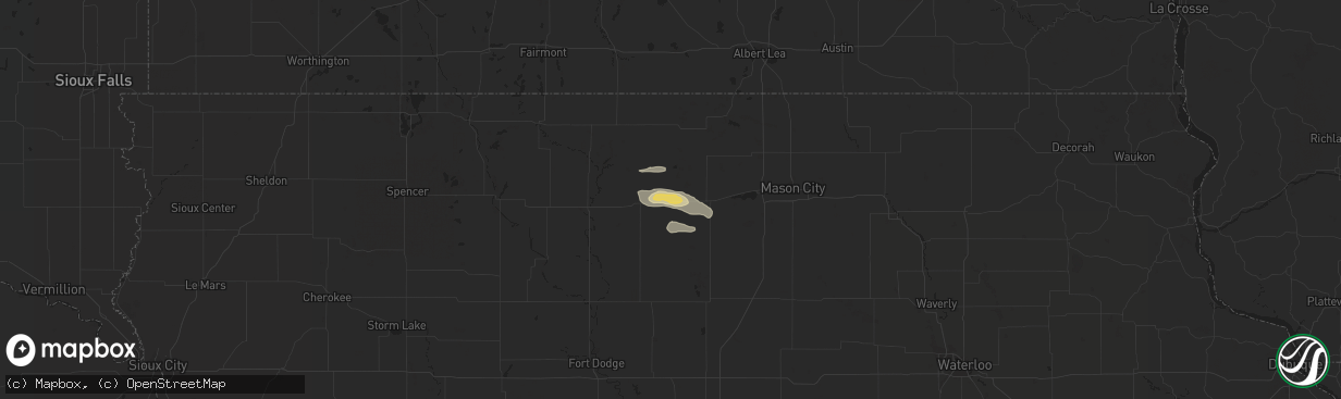 Hail map in Britt, IA on September 18, 2018