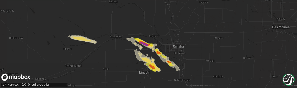 Hail map in Colon, NE on September 18, 2018