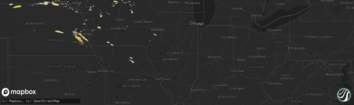 Hail map in Illinois on September 18, 2018