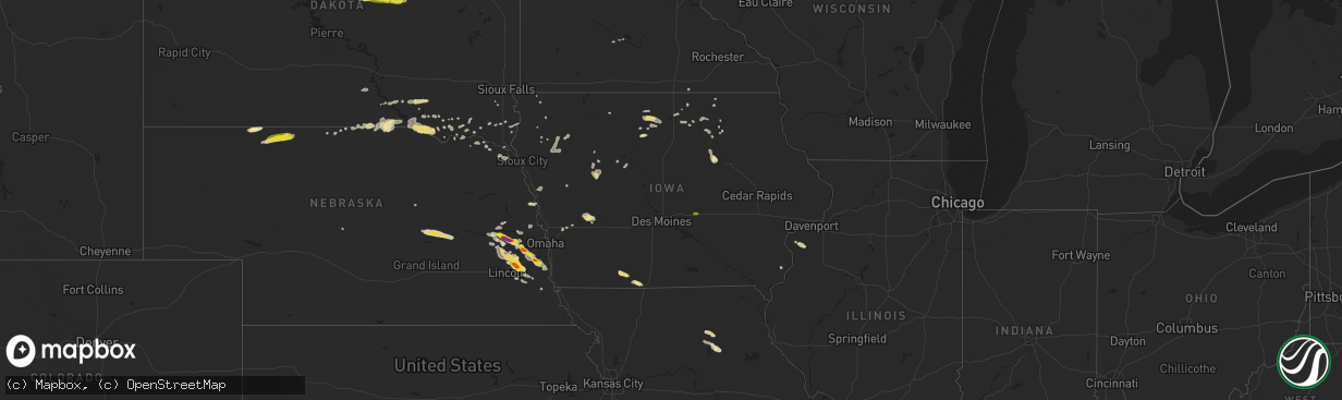 Hail map in Iowa on September 18, 2018