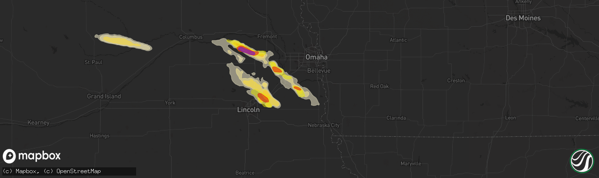 Hail map in Louisville, NE on September 18, 2018