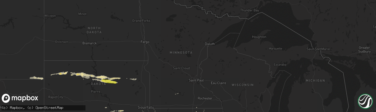 Hail map in Minnesota on September 18, 2018