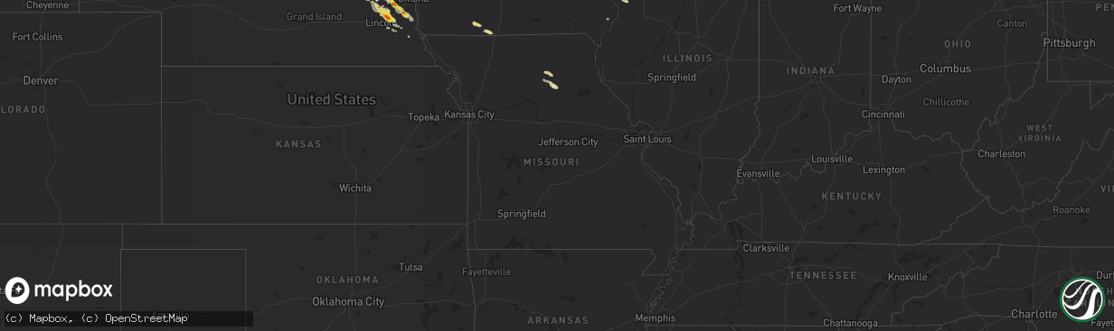 Hail map in Missouri on September 18, 2018