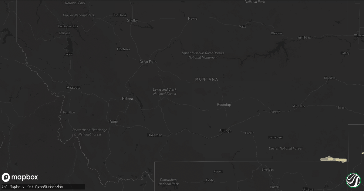 Hail map in Montana on September 18, 2018