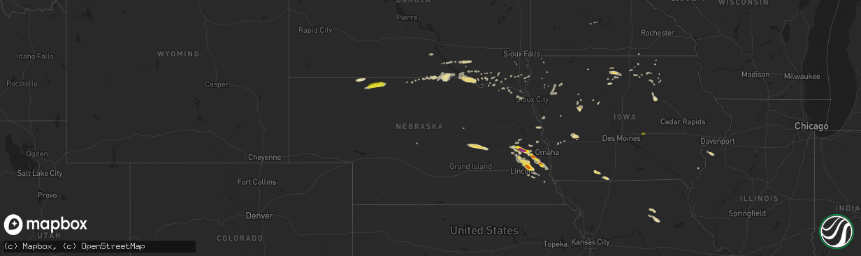 Hail map in Nebraska on September 18, 2018