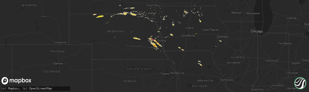 Hail map on September 18, 2018