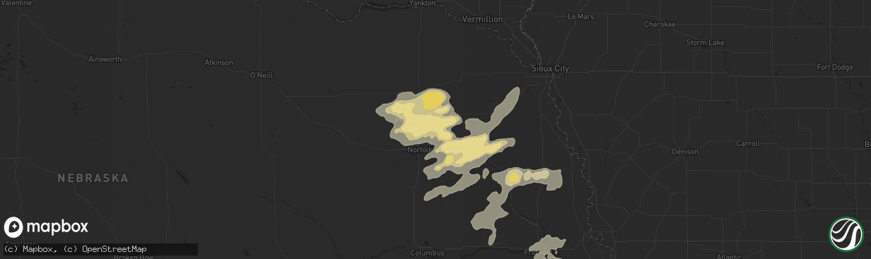 Hail map in Hoskins, NE on September 18, 2019