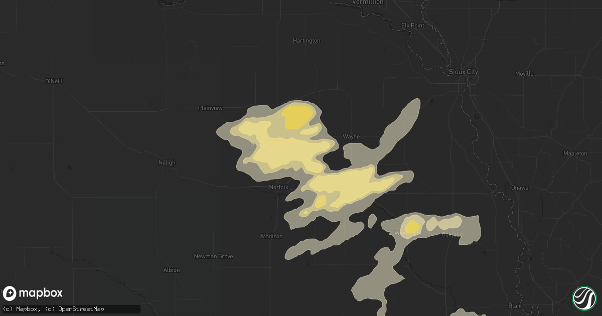 Hail map in Hoskins, NE on September 18, 2019