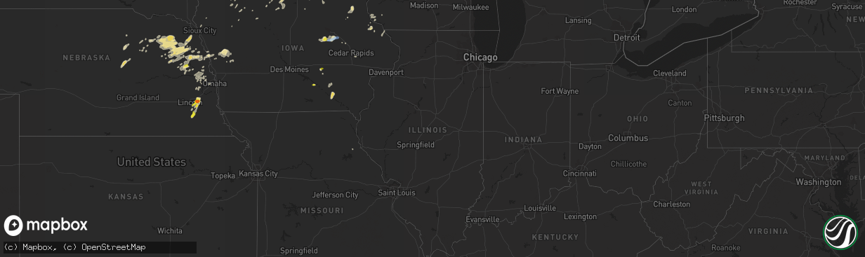 Hail map in Illinois on September 18, 2019