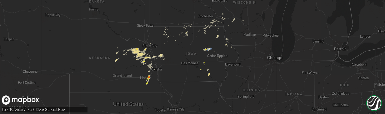 Hail map in Iowa on September 18, 2019